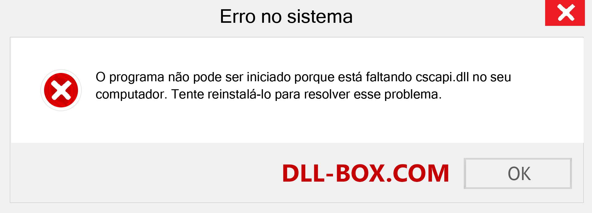 Arquivo cscapi.dll ausente ?. Download para Windows 7, 8, 10 - Correção de erro ausente cscapi dll no Windows, fotos, imagens